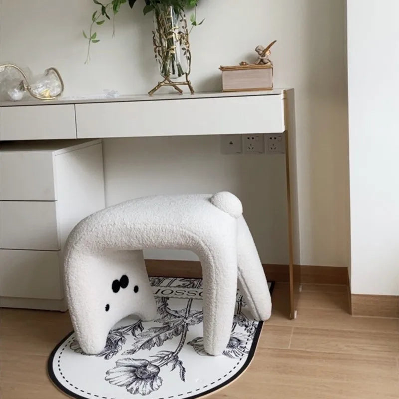 MOMO Cat Stool | Sculptural Boucle Shoe-Changing Bench for Entryway - alternate view 5