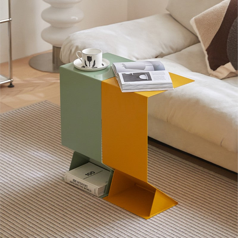 MOMO Z-Form Iron Side Table | Sculptural Accent Table for Living Room & Bedroom