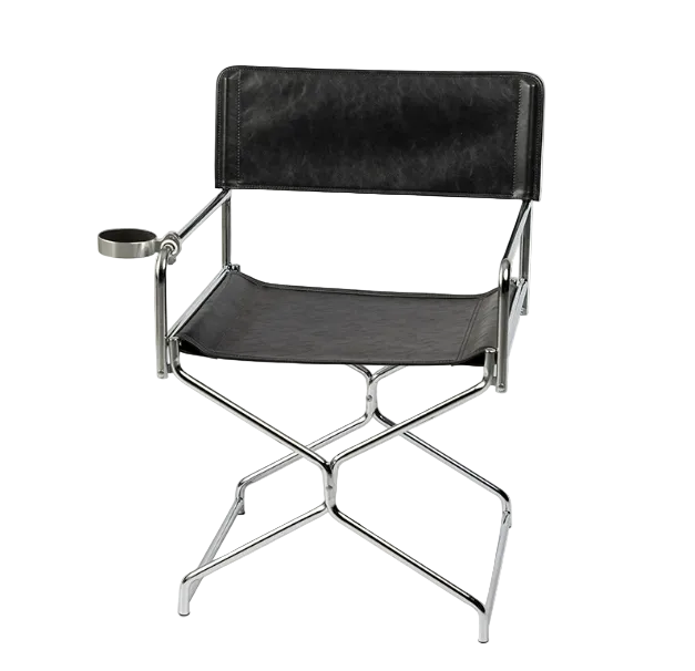 MOMO Foldable Director Chair | Oil-Wax Fabric & Chrome Steel with Cup Holder - alternate view 11