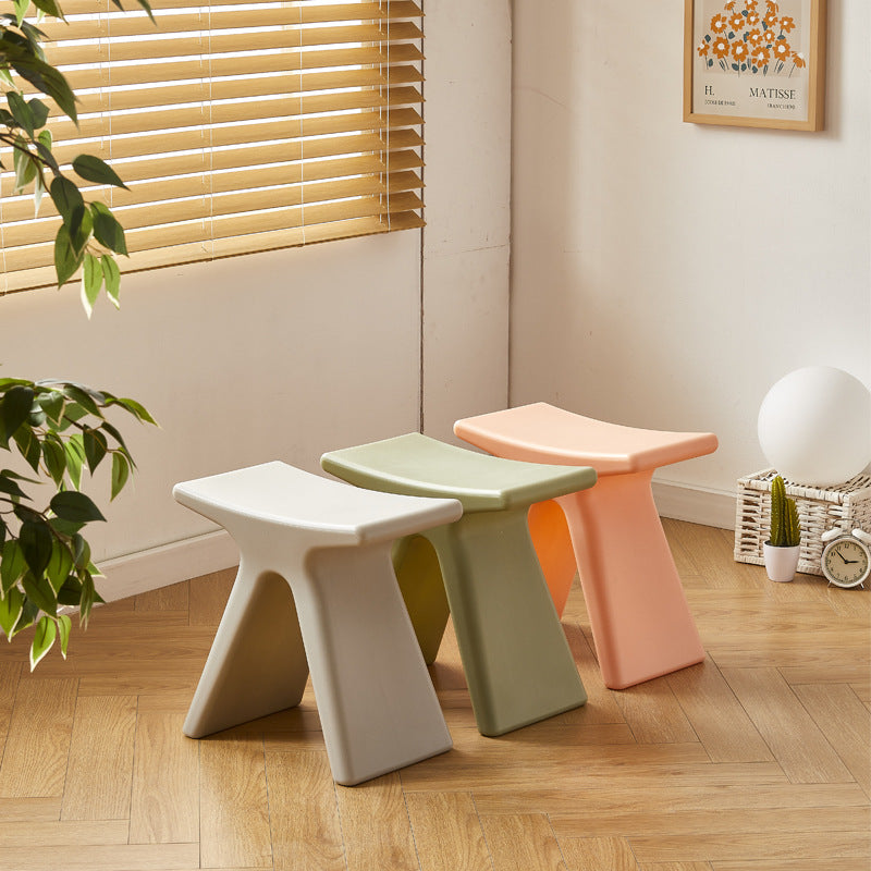 MOMO Low Stool | X-Form Sculptural Accent Stool | Multi-Color Molded Seat