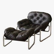 MOMO Single Sofa | Deep-Tufted Lounge Chair with Ottoman | Low-Profile Armchair Set - alternate view 6