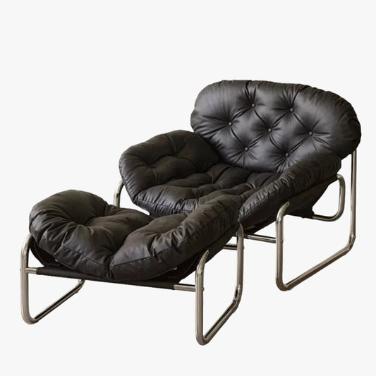 MOMO Single Sofa | Deep-Tufted Lounge Chair with Ottoman | Low-Profile Armchair Set - alternate view 6