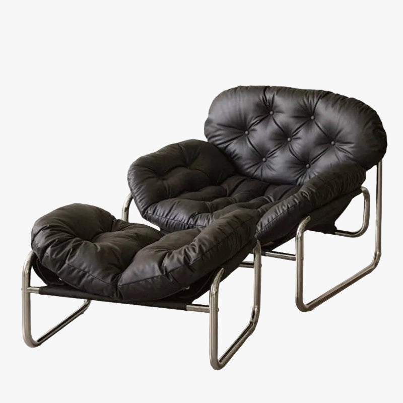 MOMO Single Sofa | Deep-Tufted Lounge Chair with Ottoman | Low-Profile Armchair Set - alternate view 6