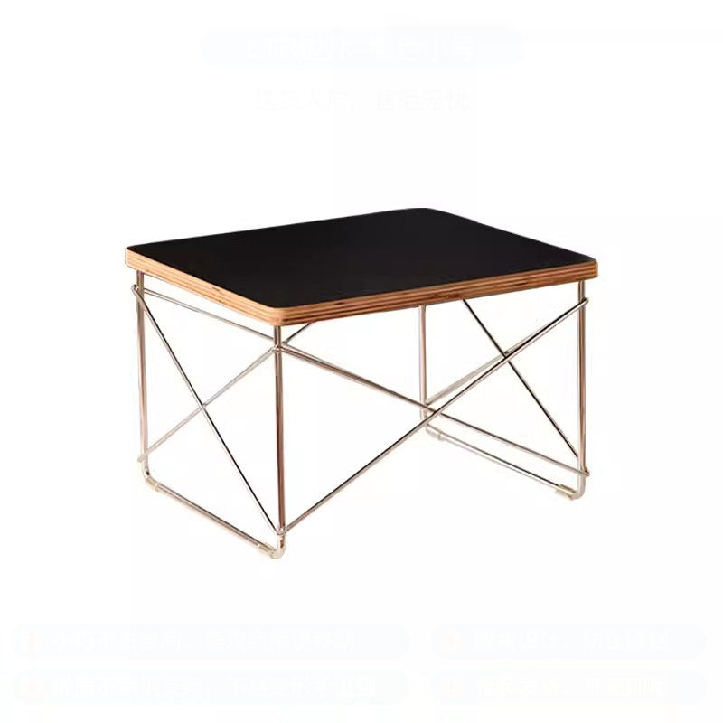 MOMO Wire-Base Side Table | Eames-Inspired Plywood Top with Chrome Cross-Wire Frame - alternate view 9