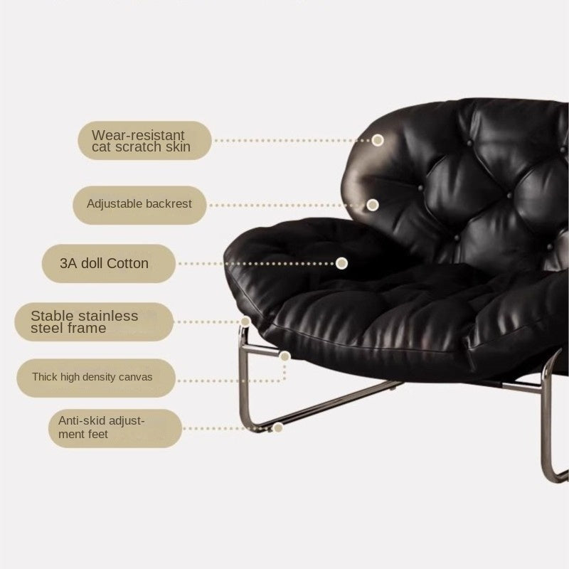 MOMO Single Sofa | Deep-Tufted Lounge Chair with Ottoman | Low-Profile Armchair Set - alternate view 7