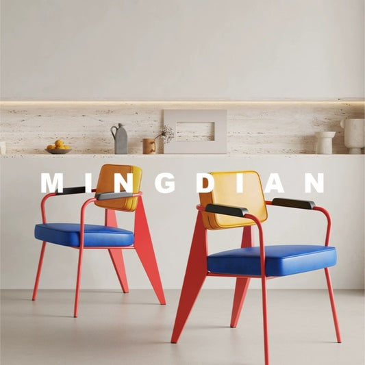 MOMO Memphis Dining Chair | Pop Art Colorblock Iron Frame with Padded Seat & Back - alternate view 4