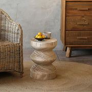 MOMO Wabi-Sabi Solid Wood Stool | Sculptural Wave Side Table & Low Seat - alternate view 6
