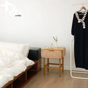 MOMO Rattan Solid Wood Bedside Table | Handwoven Korea INS Style - alternate view 5