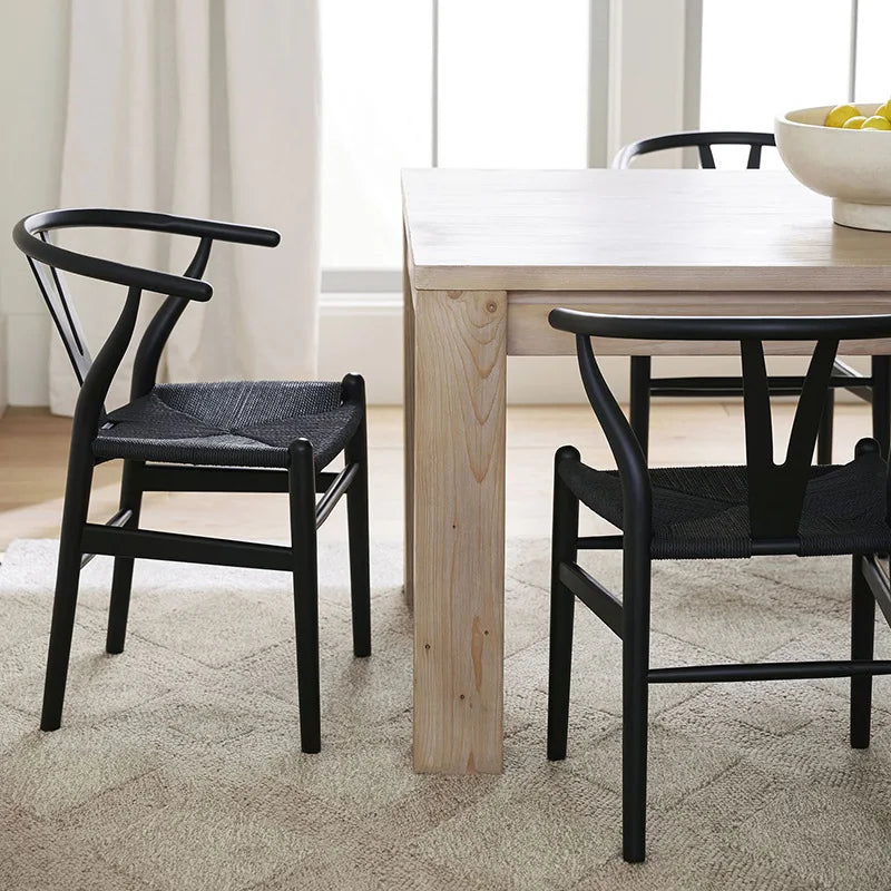 MOMO Solid Wood Rattan Y Chair | Wishbone Dining Chair | Handwoven Seat - alternate view 4