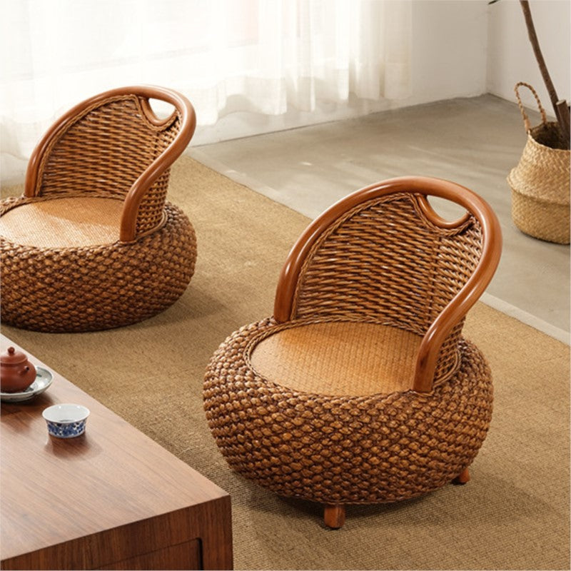 MOMO Rattan Round Stool | Japanese Woven Rattan Floor Seat | With or Without Legs - alternate view 3