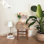 MOMO Rattan Solid Wood Bedside Table | Handwoven Korea INS Style - alternate view 4