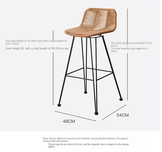 MOMO Rattan Bar Stool | Natural Rattan Woven Scandinavian Chair for Balcony & Bar - alternate view 5