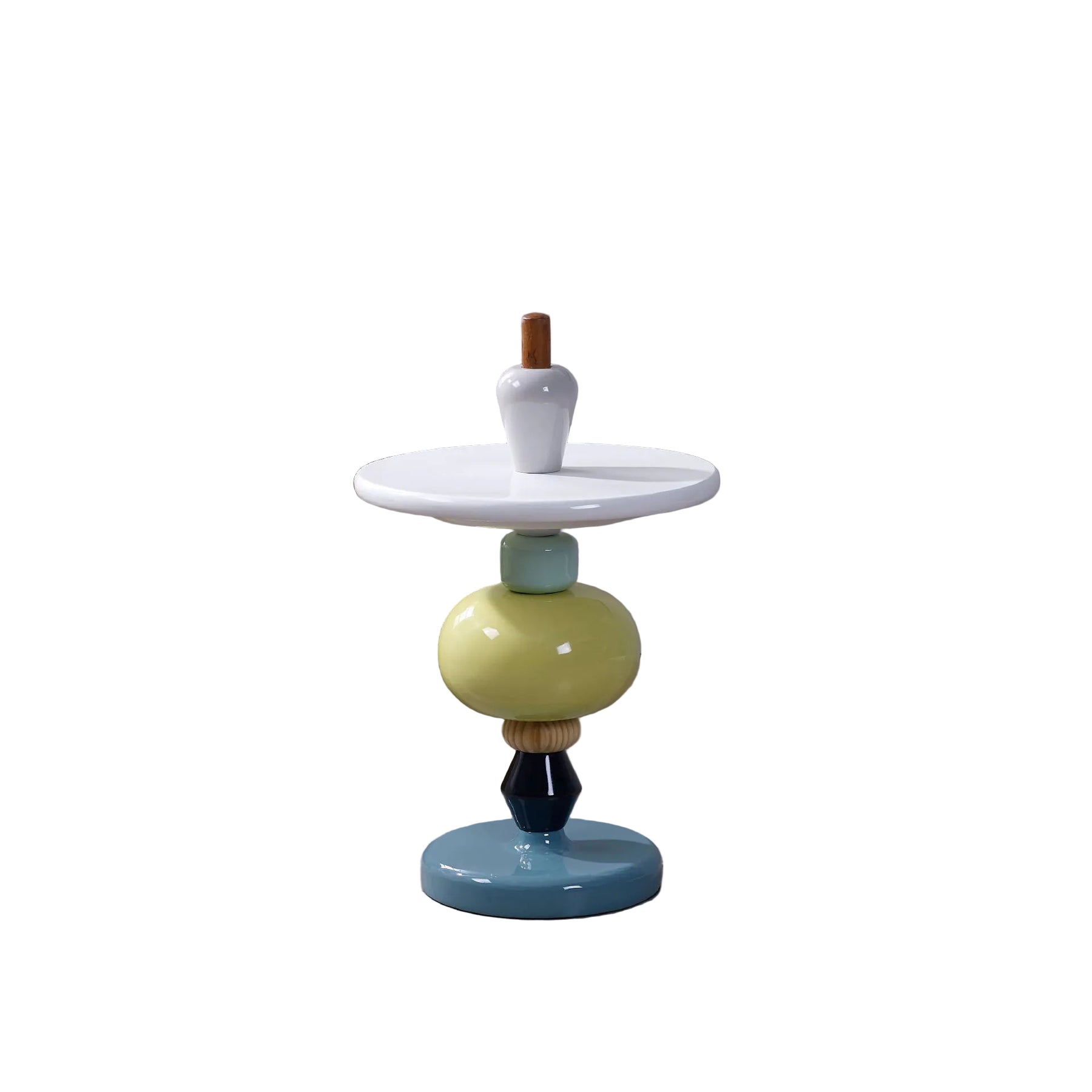 MOMO Danish Tea Table | Turned Column Sculptural Side Table | Round Top Accent Table - alternate view 7