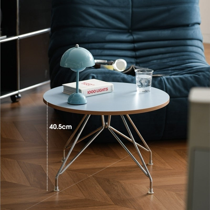 MOMO Bauhaus Round Coffee Table | Colorblock Plywood Top with Chrome Spider-Leg Base - alternate view 5