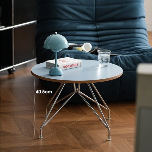 MOMO Bauhaus Round Coffee Table | Colorblock Plywood Top with Chrome Spider-Leg Base - alternate view 5
