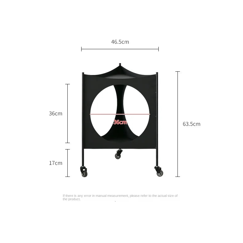 MOMO Scandinavian Iron Side Table | Rolling Circle-Cutout Accent Table | Sculptural Mobile Stand - alternate view 7