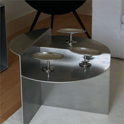 MOMO Stainless Steel Coffee Table | Brushed Steel Round Table | Wabi-Sabi Minimalist - alternate view 3