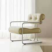MOMO Antique Sofa Chair | Chrome Cantilever Armchair | Tufted Leather Lounge Chair - alternate view 6