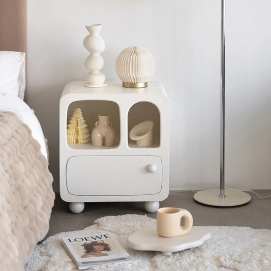 MOMO Rounded Bedside Cabinet | Arch & Square Open Shelves with Drawer - alternate view 3