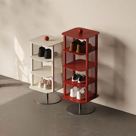 MOMO Italian Rotating Shoe Rack | 4-Tier Iron Mesh Tower with Round Base & Ball Finial - alternate view 5