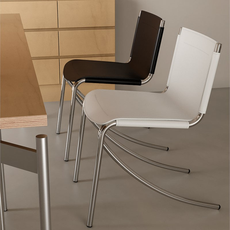 MOMO Bauhaus Dining Chair | Leather Saddle Seat with Chrome Steel Frame