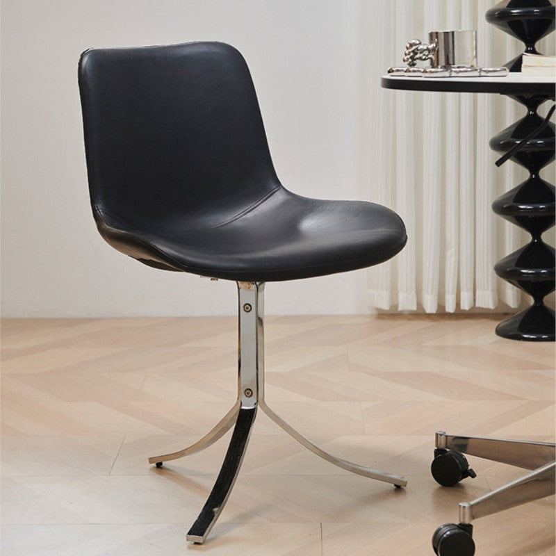 MOMO Retro Dining Chair | Oil Wax Leather Shell Seat | Electroplated Steel Base - alternate view 6
