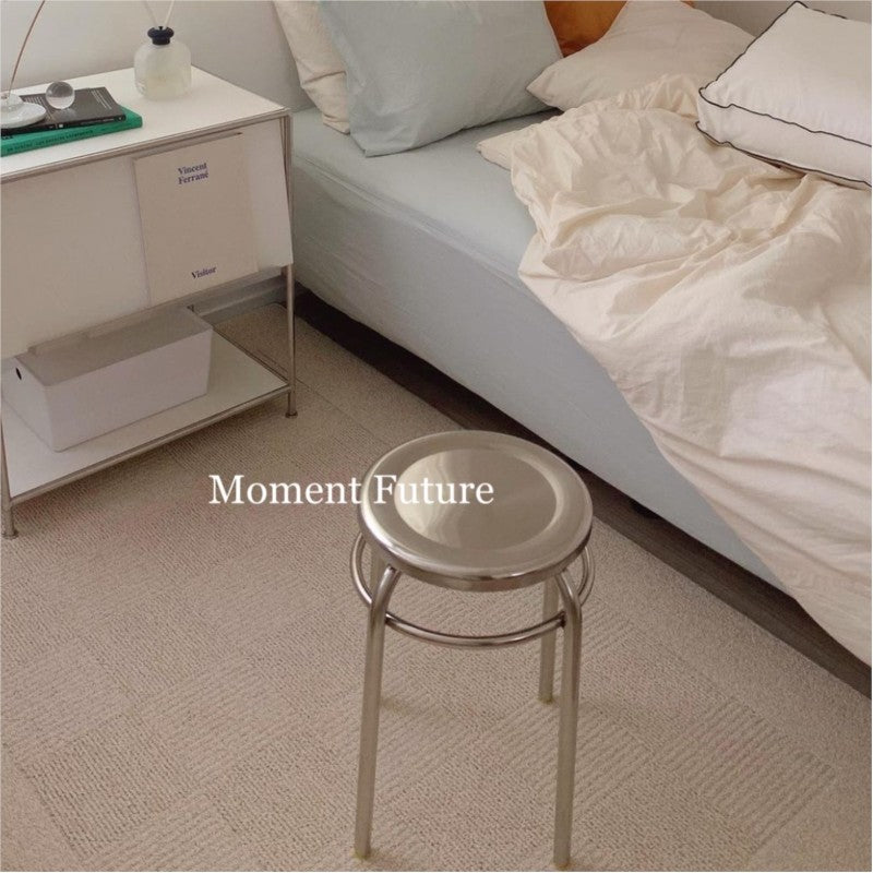 MOMO Stainless Steel Stool | Mirror-Polished Round Seat | Minimalist Accent Stool - alternate view 8