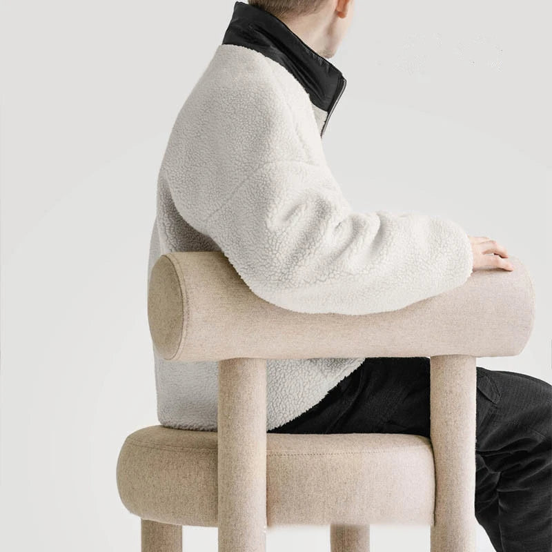 MOMO Nordic Designer Dining Chair | Round Upholstered Seat | Metal Frame - alternate view 3