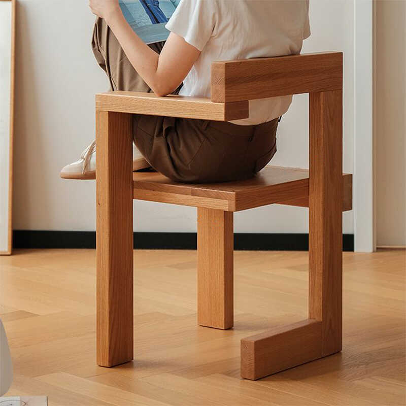 MOMO Solid Wood Chair | Bauhaus Block Armchair | Solid Oak Dining & Accent Chair