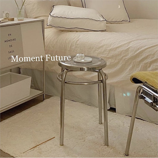 MOMO Stainless Steel Stool | Mirror-Polished Round Seat | Minimalist Accent Stool - alternate view 5