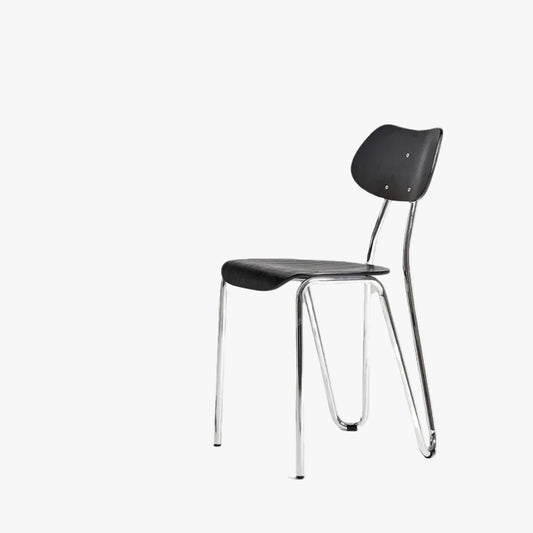MOMO Retro Dining Chair | Chrome Tube & Molded Wood Seat | Café & Restaurant Accent Chair - alternate view 2