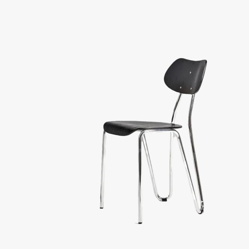 MOMO Retro Dining Chair | Chrome Tube & Molded Wood Seat | Café & Restaurant Accent Chair - alternate view 2