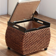 MOMO Rattan Storage Stool | Woven Rattan Ottoman with Hidden Storage - alternate view 3