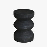 MOMO Wabi-Sabi Solid Wood Stool | Sculptural Wave Side Table & Low Seat - alternate view 2