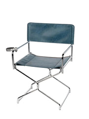 MOMO Foldable Director Chair | Oil-Wax Fabric & Chrome Steel with Cup Holder - alternate view 12