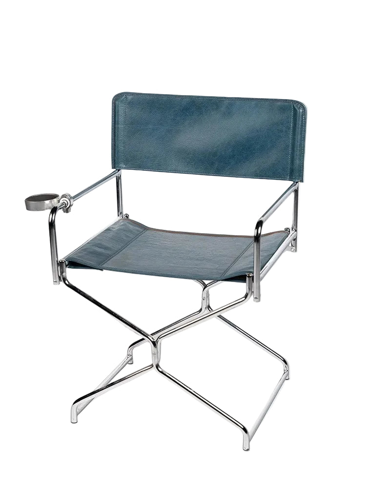 MOMO Foldable Director Chair | Oil-Wax Fabric & Chrome Steel with Cup Holder - alternate view 12
