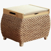 MOMO Rattan Storage Stool | Woven Rattan Ottoman with Hidden Storage - alternate view 2