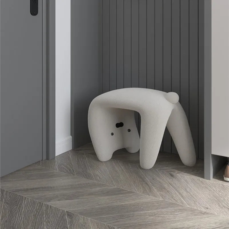 MOMO Cat Stool | Sculptural Boucle Shoe-Changing Bench for Entryway - alternate view 4