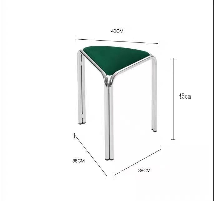 MOMO Antique Dining Stool | Triangular Upholstered Seat | Chrome Steel Stackable Stool - alternate view 7