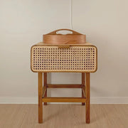 MOMO Rattan Solid Wood Bedside Table | Handwoven Korea INS Style - alternate view 6