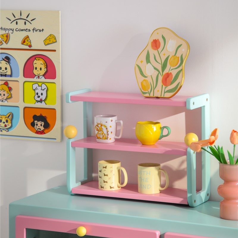 MOMO Dopamine Desktop Shelf | 3-Tier Colorblock Organizer for Desk, Vanity & Kitchen