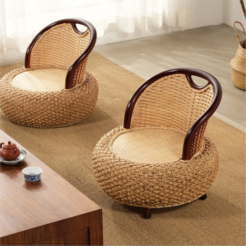 MOMO Rattan Round Stool | Japanese Woven Rattan Floor Seat | With or Without Legs - alternate view 6