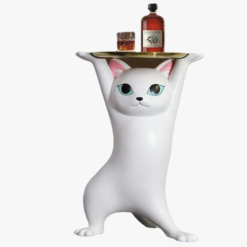 MOMO Cat Coffee Table with Tray | Sculptural Resin Cat Side Table | 2 Sizes - alternate view 2