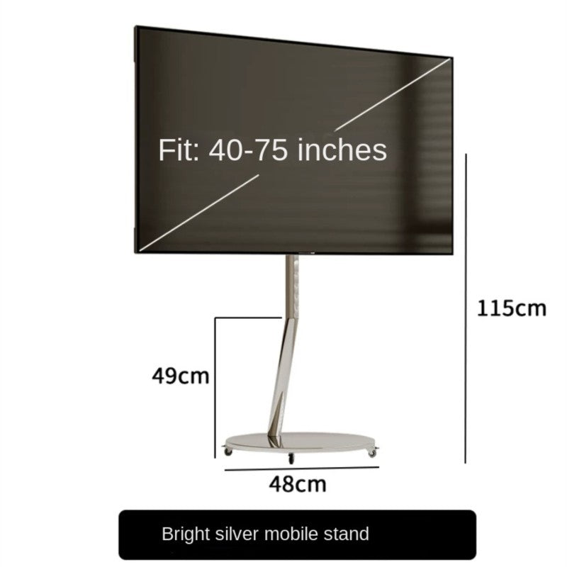 MOMO Mobile Television Stands | Mirror-Polish Stainless Steel Single-Column with Round Base & Wheels - alternate view 2