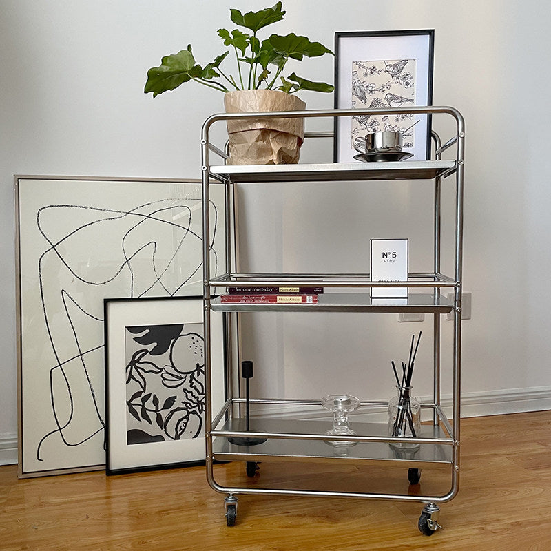 MOMO Metal Shelf | Multi-Tier Rolling Storage Rack | Mobile Floor Shelving Unit