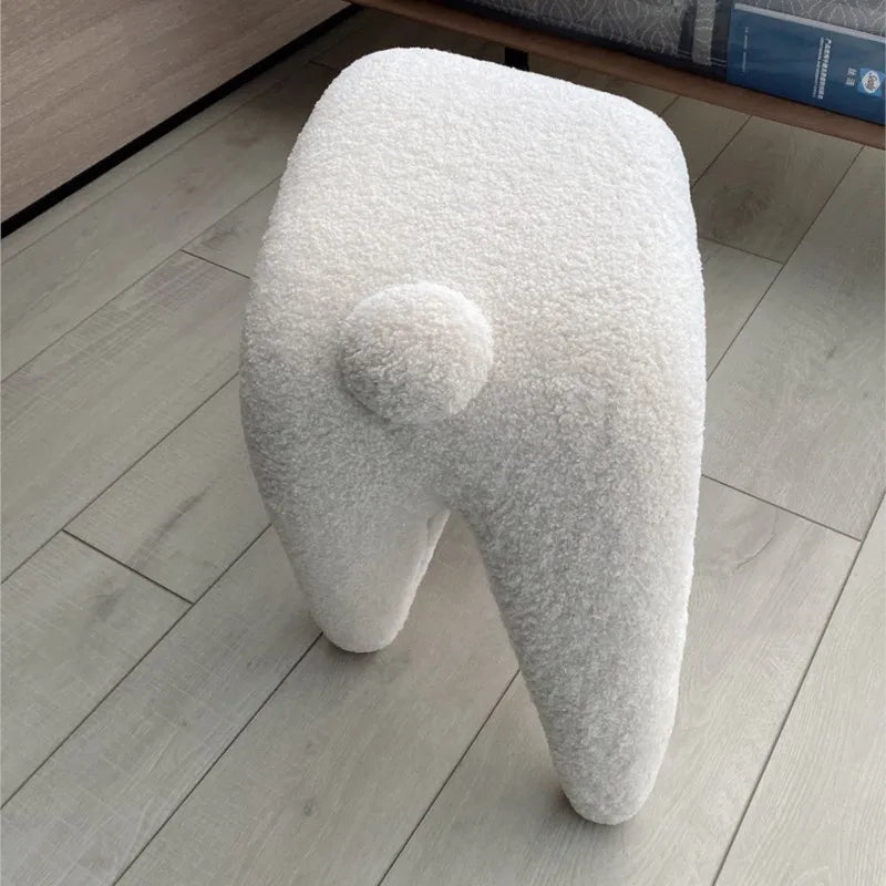 MOMO Cat Stool | Sculptural Boucle Shoe-Changing Bench for Entryway - alternate view 3