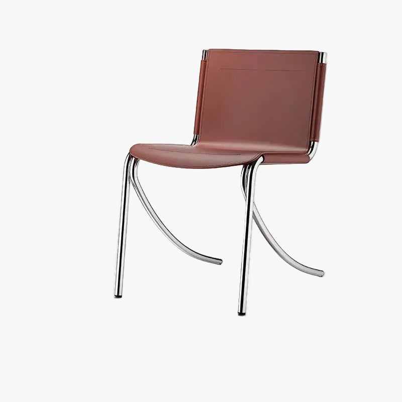 MOMO Bauhaus Dining Chair | Leather Saddle Seat with Chrome Steel Frame - alternate view 2