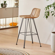 MOMO Rattan Bar Stool | Natural Rattan Woven Scandinavian Chair for Balcony & Bar - alternate view 4