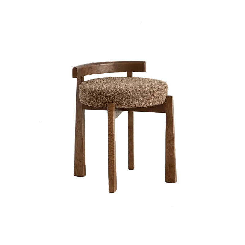 MOMO Solid Wood Vanity Stool | Walnut Frame & Lamb Velvet Seat | Bedroom & Entryway - alternate view 8
