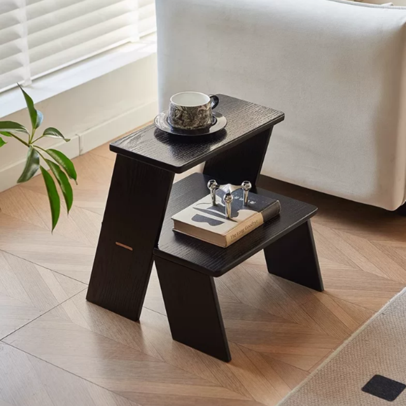 Wooden Two-Tier Step Stool and Side Table